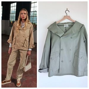 NEW we-ar4 Oversized Double Breasted Smart Utility Jacket in Sage Green Size S